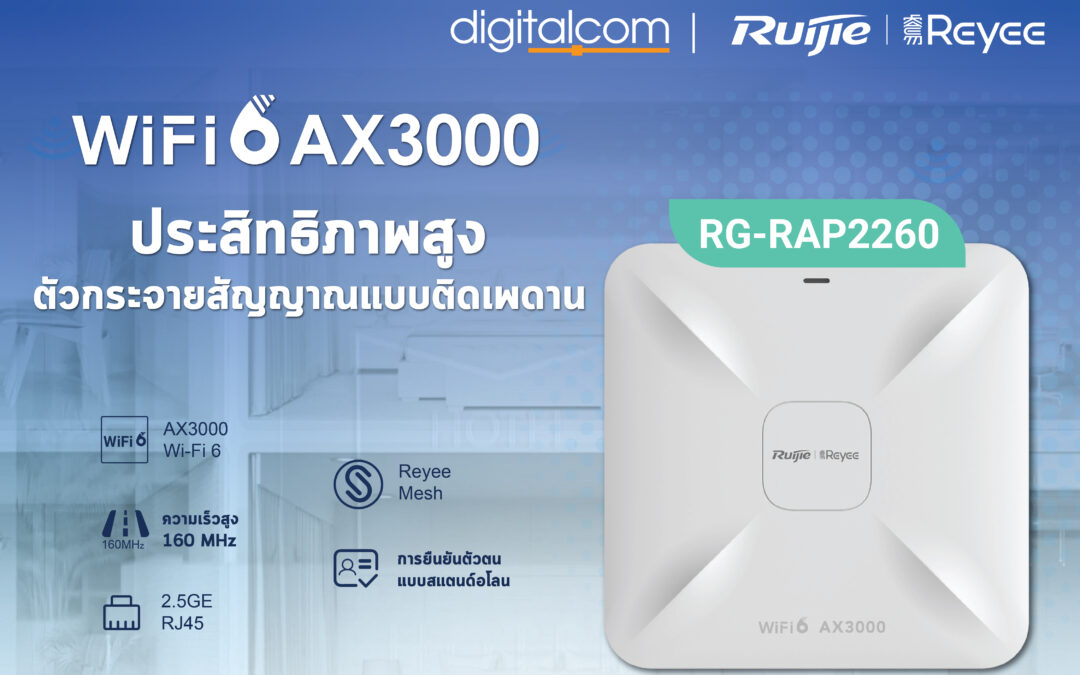 Reyee Wi-Fi 6 AX3000 รุ่น RG-RAP2260 อุปกรณ์กระจายสัญญาณแบบติดเพดาน ประสิทธิภาพสูง